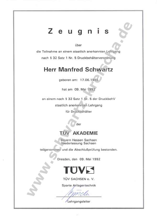 Zertifikate von Medizin und Elektrotechnik Manfred Schwartz